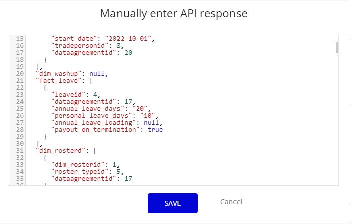 Manual JSON response API